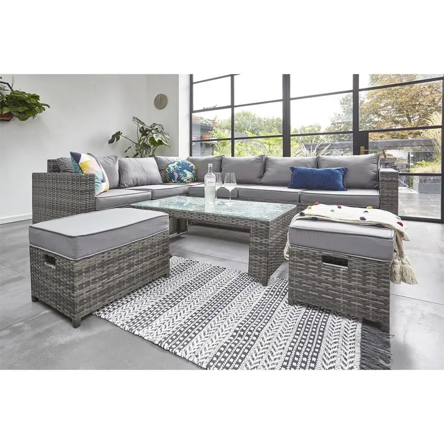 8 Seater Garden Furniture Rattan Sofa Set Barcelona Modular Rattan Corner Sofa Set With Storage