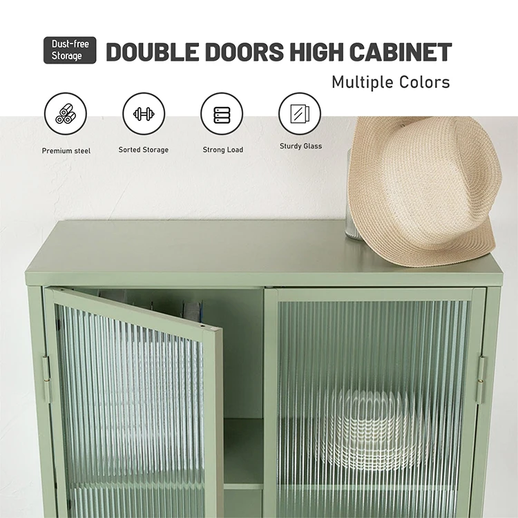 Hot Selling Credenza Buffet Modern Glass Storage Cabinet Vintage Furniture For Dinning Room White Sideboard