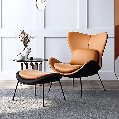 Modern fashion single sofa chair with foot Nordic leather designer light luxury balcony lazy lounge chair