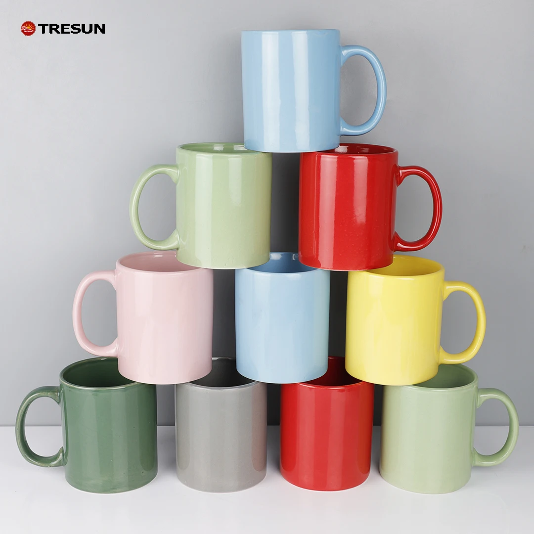 milk cup tea coffee household multicolored green blue pink grey glossy drinking drinkware plain ceramic pure full color mug