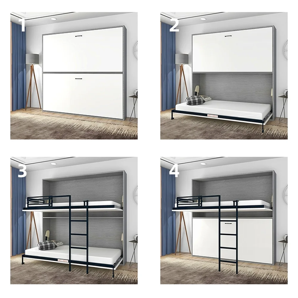Modern Custom Made Smart Horizontal Hidden Bunk Murphy Beds Safety Environmental Protection Hotel Living Room Wall Bed