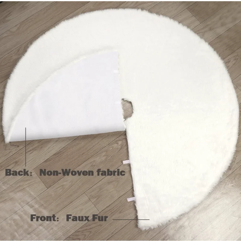 Large White Tree Skirt Xmas Faux Fur Tree Skirt Christmas 60 inch Tree Skirt for New Years Eve