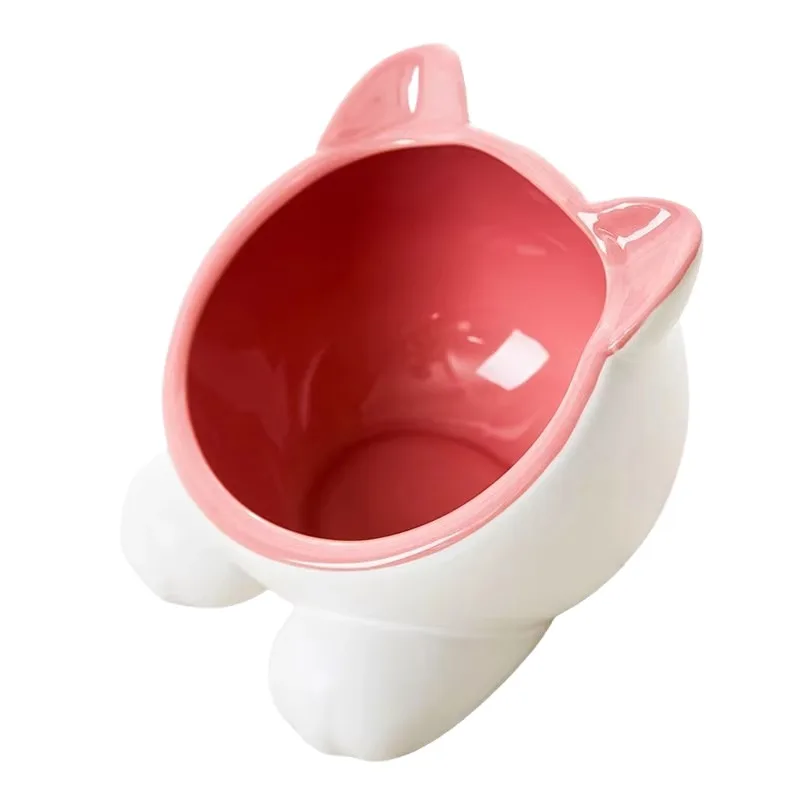 Eco Friendly Luxury Cat Carton Style Ergonomic Ceramic Pet Slow Feeder Dog Cat Drinker Feeder Bowls in High Quality