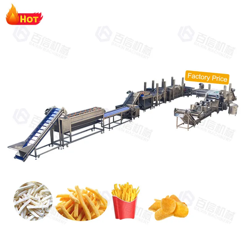 Baixin Capacity 50-1000kg/h Industrial French Fries Production Line Small Potato Chips Fried French Fries Line Price