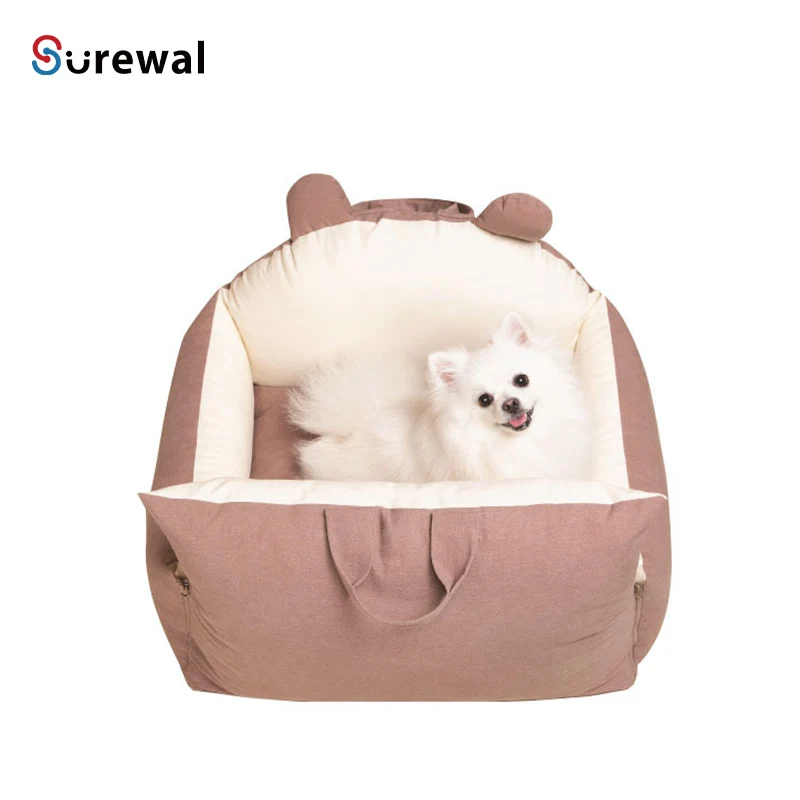 SUREWALHOME Dog Booster Car Seats Detachable and Washable with Clip-on Soft Dog Car Seat Portable Dog Car Travel Carrier Bed