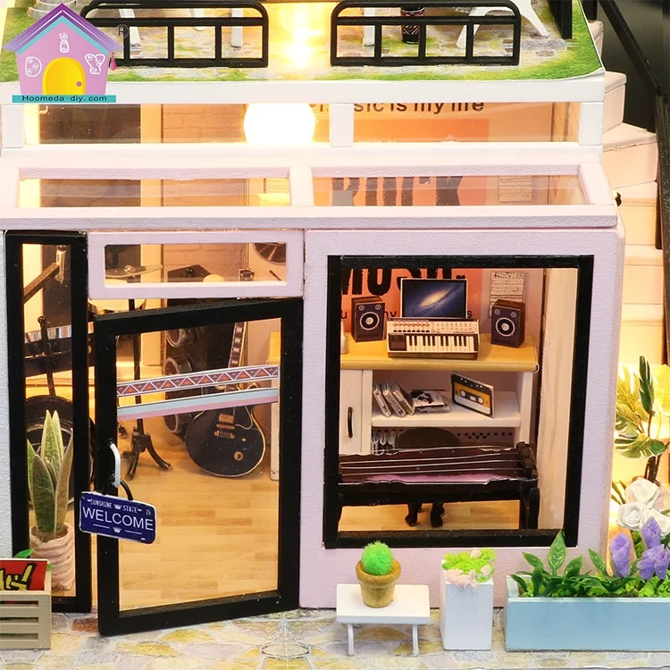 Hongda M903 Houguang Studio Mini Dollhouse Miniature Doll House Wooden Diy Dollhouse Kit for Girls