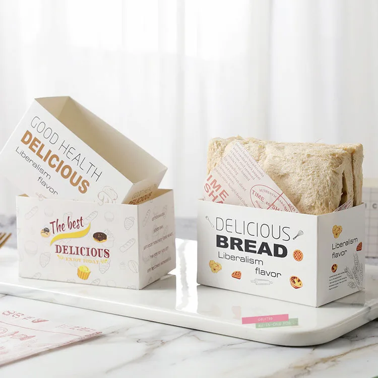 Custom Disposable Toast Holding Bread Hot Dog Doughnut Egg Waffle Sandwich Burger Take Out Lunch Paper Box