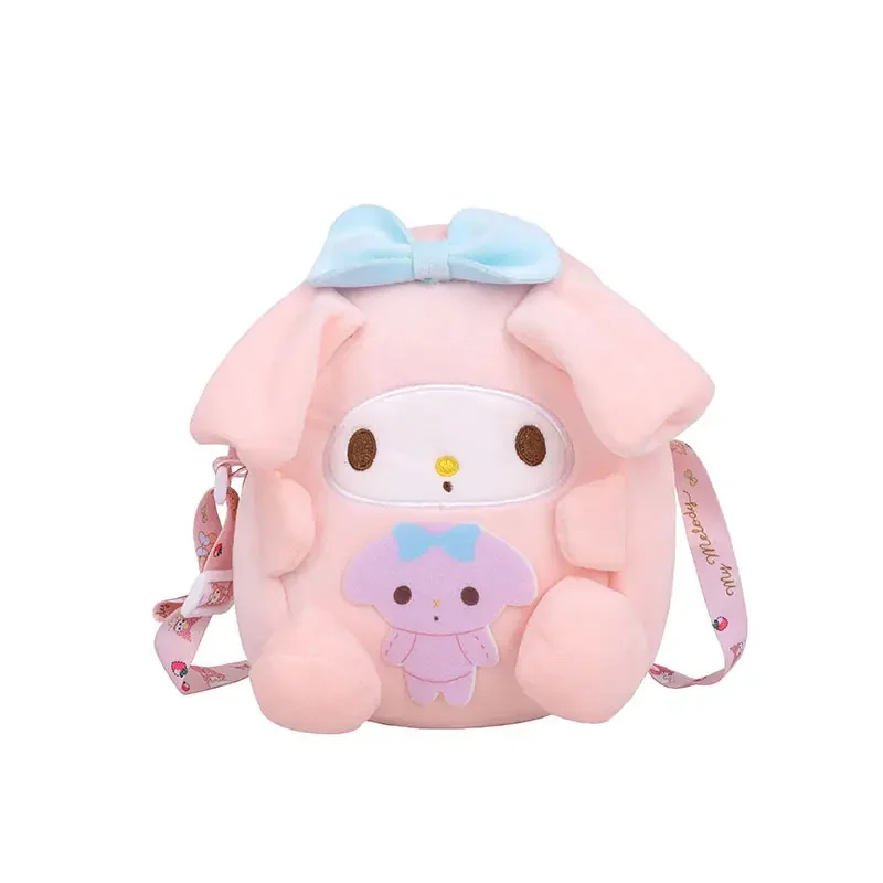 Custom Logo  Cartoon Children Stuffed Animal Plush Toy Bag Kids Gifts School Bag Melody Kuromi Cinnamon Plush Bag