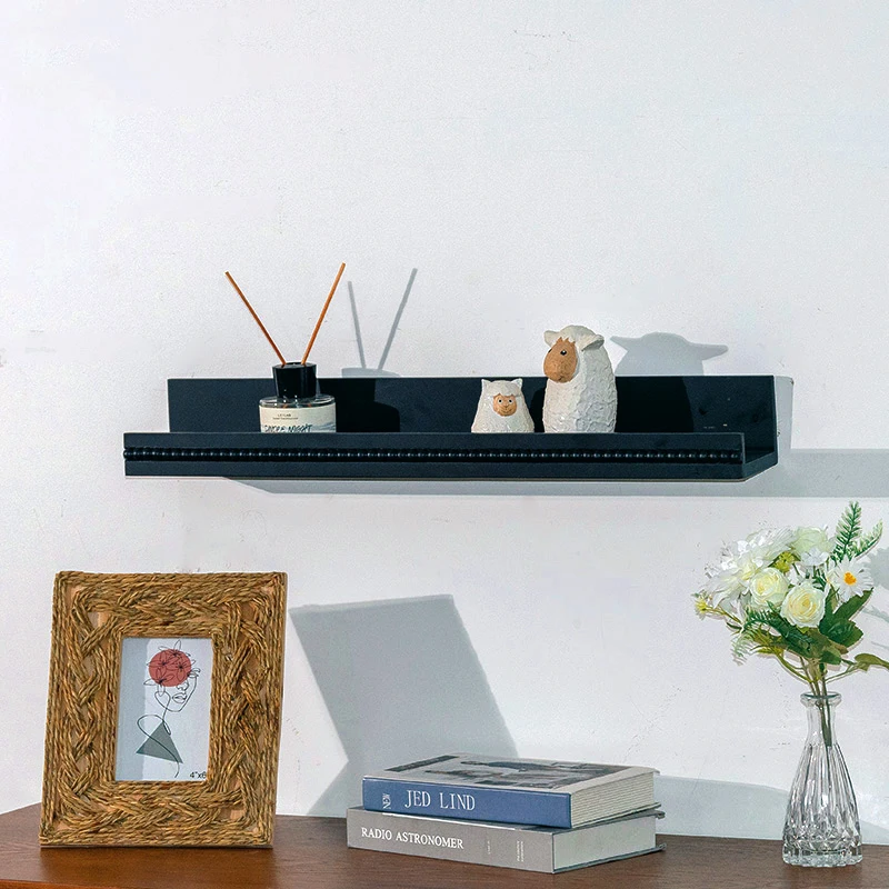 Classic White And Black Beaded Resin Wall Shelf Hanging Storage Furniture MDF Mounted Wall Floating Shelves