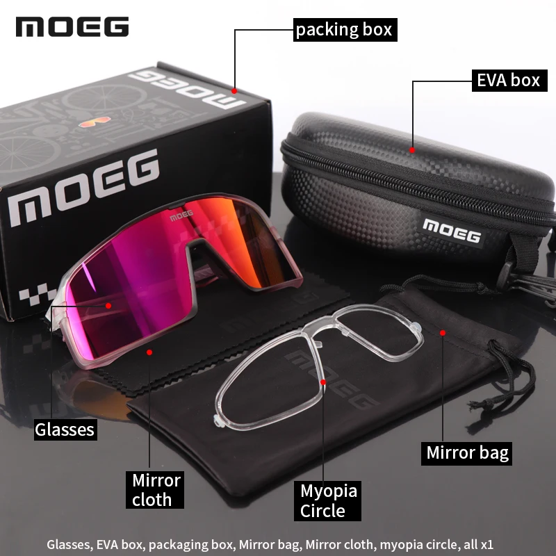 MOEG Cycling Sunglasses with Anti-UV Electroplated True REVO Lenses Eyeprotection for Outdoor Sports Fishing Riding