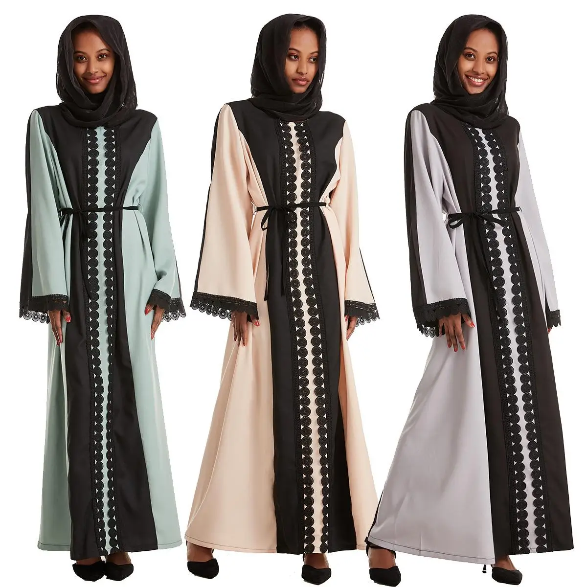 2021  Latest Design arab muslim robe islamic women clothes embroidered long sleeve plus size dress