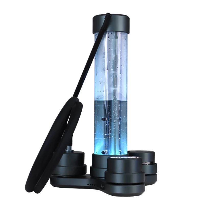 New Style Luxury Aluminum Led Colorful Light 3 Smoke Nozzles Charcoal Shisha Hookah Set