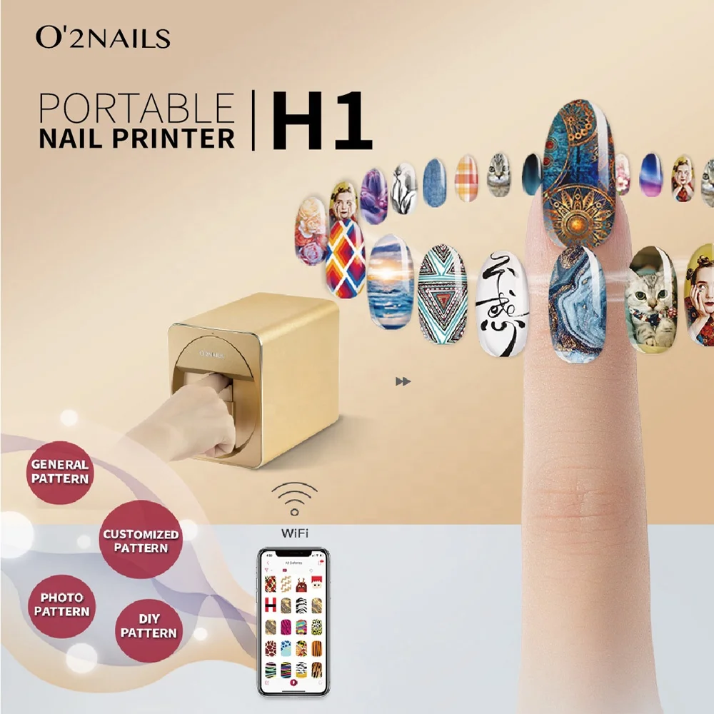 O2NAILS smallest portable nail printer H1 print any photo within 25 seconds