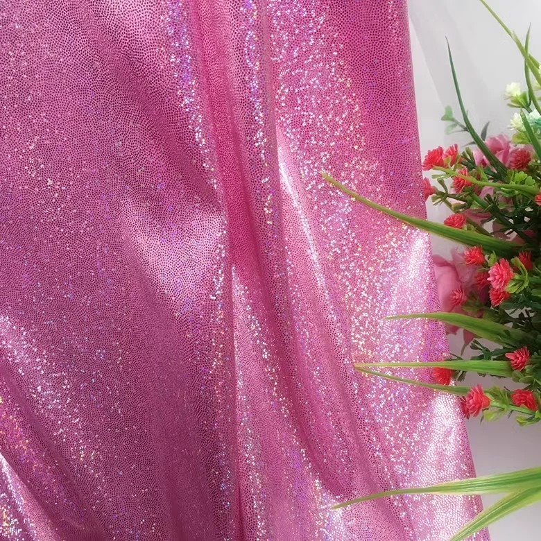 4 Way Stretch Spandex Polyester Silver Gold Foil Print Shiny Magic Color  Bronzing Fabric for Stage Costume Swimsuit