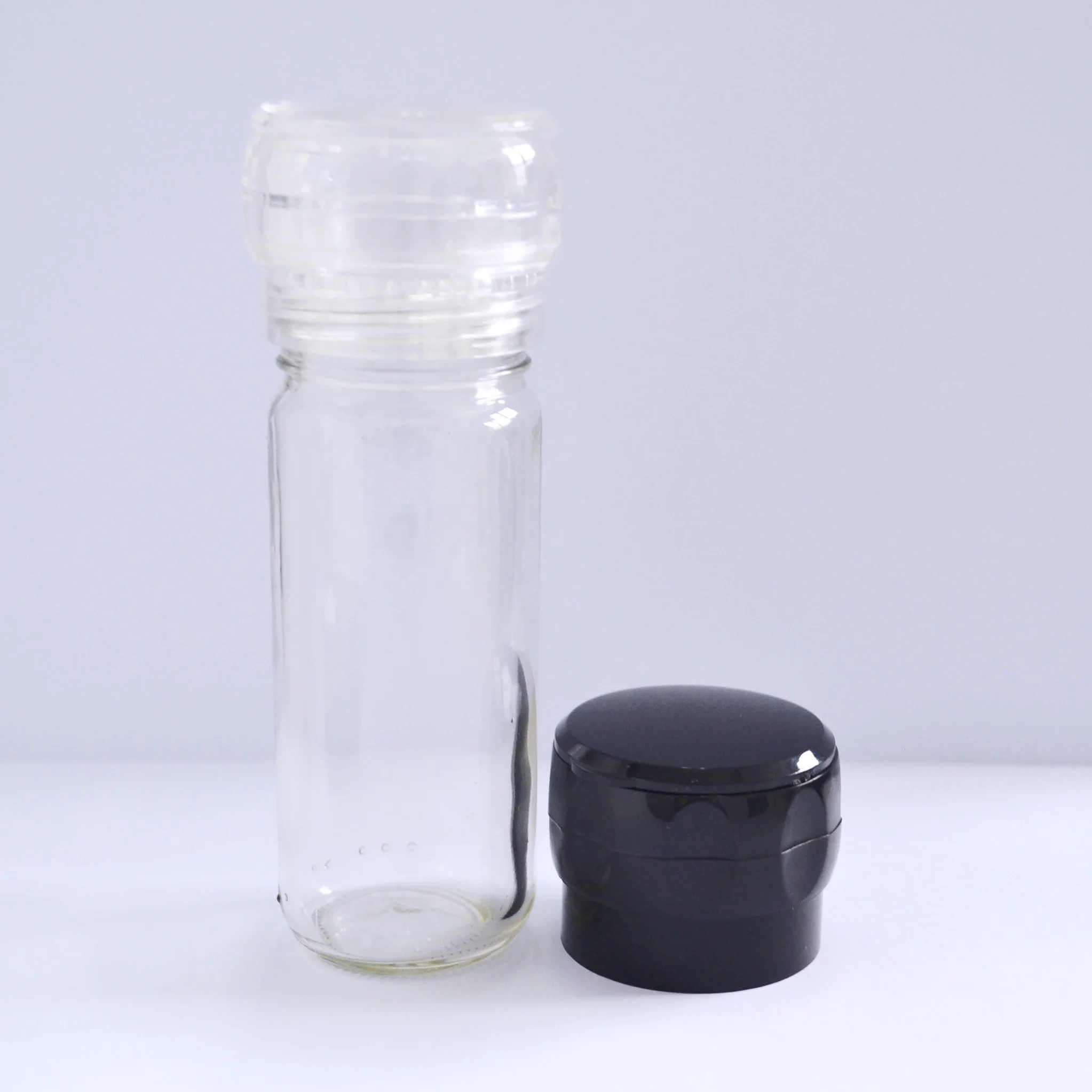 Manual Disposable Spice Salt Pepper Mill 100ml Glass Plastic Spice Salt Pepper Grinder