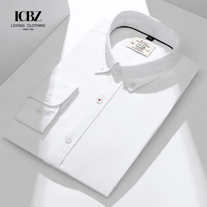 Lcbz  Enzyme washed Oxford spun shirt for men Long sleeved pure cotton shirt jacket Business casual shirt for men