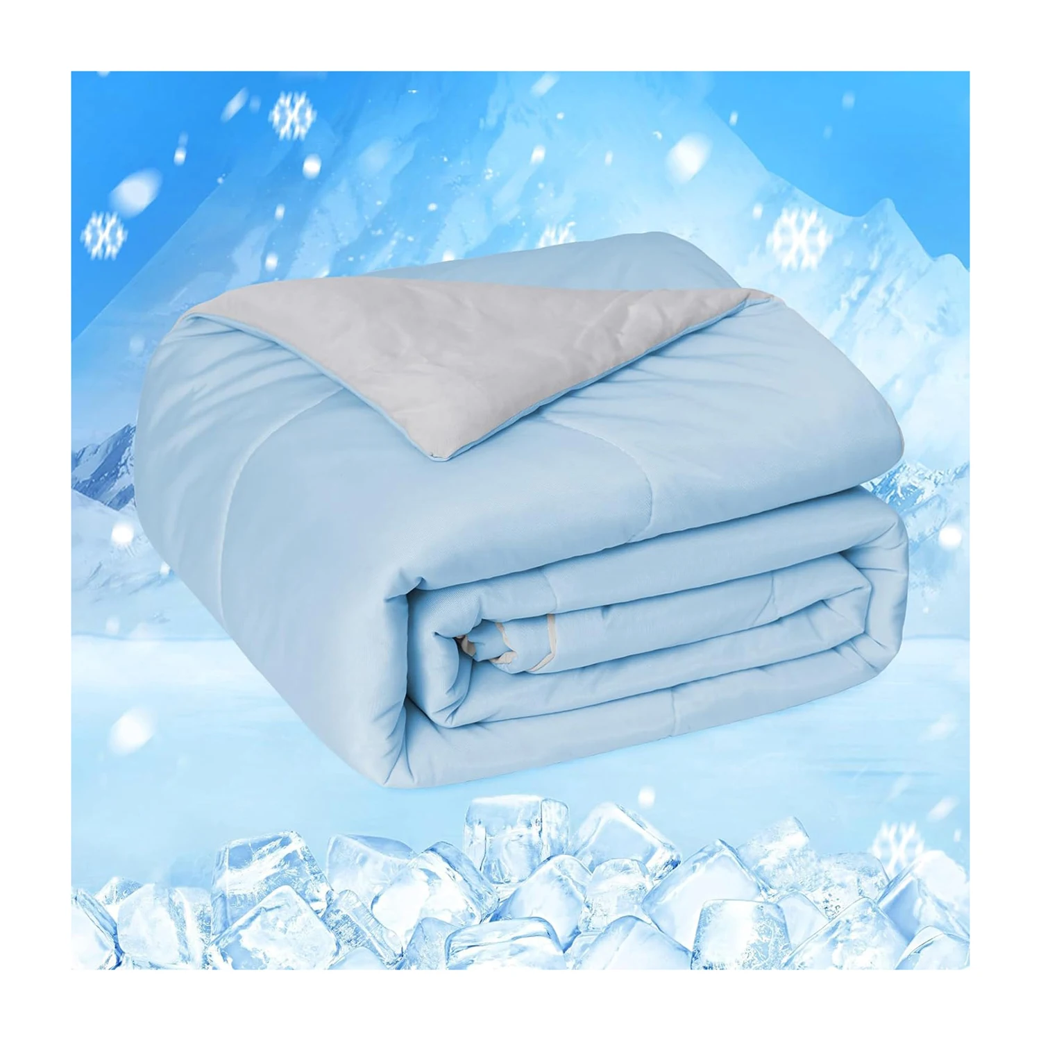 Cooling Comforter Double-Sided Cold Tech Fabric Cooling Blanket for Night Sweats Hot Sleepers Silk Lightweight Summer Comforter
