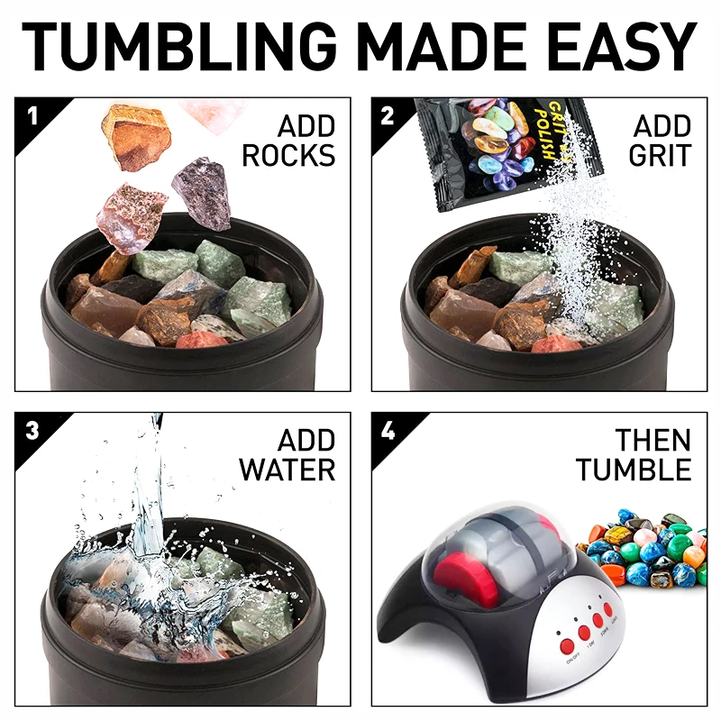 Custom Mini Electric Rock Tumbler Polishing Machine Steam Science Engineering Toys for Kids Educational