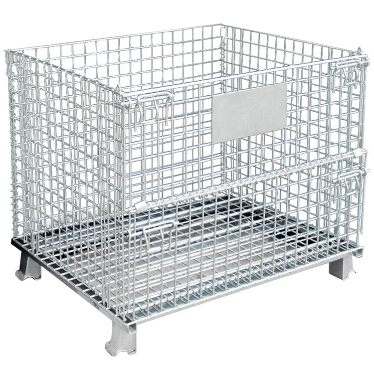 Customized Folding Collapsible Metal Steel Wire Mesh Container With Roll Foldable Cage