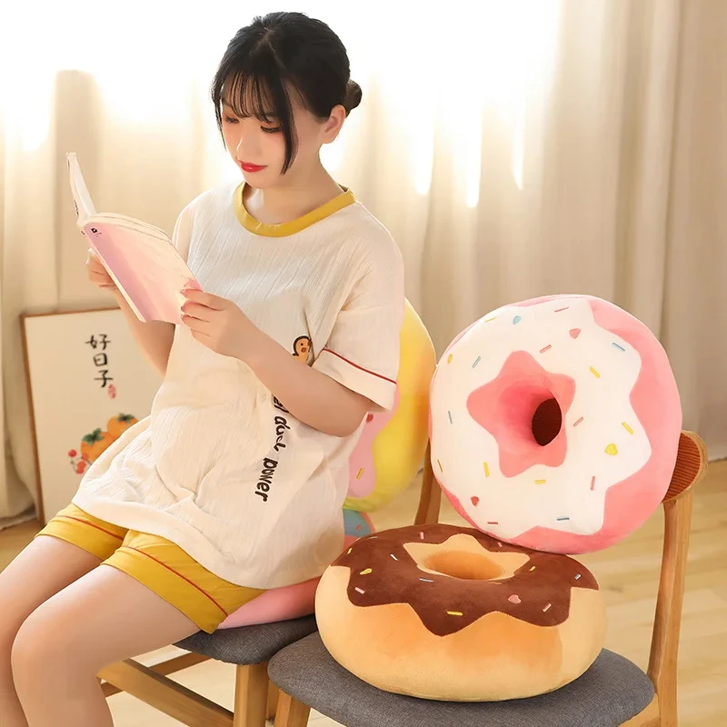 Donut Plush Pillow Like Real Fantastic Ring Shaped Food Plush Soft Creative Seat Cushion Head Pillow Christmas Gift