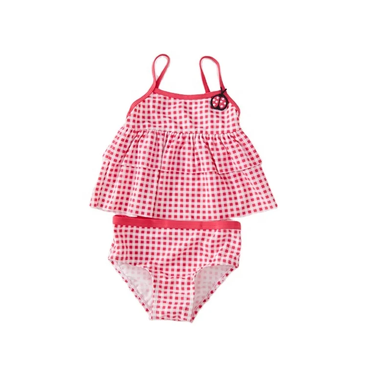 Отличный купальник-бикини из двух предметов с рюшами и аппликацией для маленьких девочек