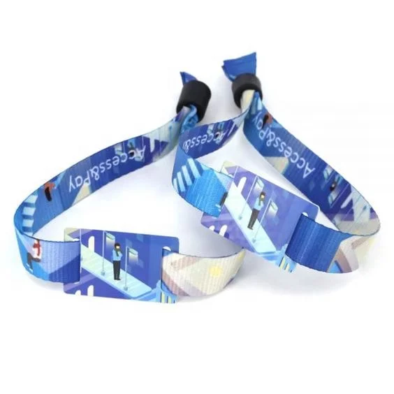 Custom Promotion  Rfid Iabel Tag Cheap Festival Event Wristband Satin Bracelet Nfc  Fabric Wristband
