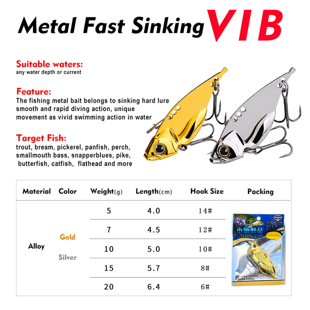 Metal Blade Baits for Bass Fishing Lures Hard Metal VIB Spoons Crankbaits Swimbait for Trout Walleye Crappie Saltwater