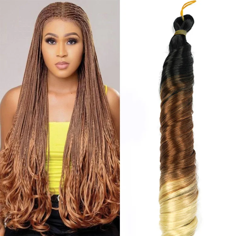 sprial curl Loose Wavy Hair Braids Ombre Soft Pony Style 24inch 150g Spanish French Curls Braids Hair Extensions For Women