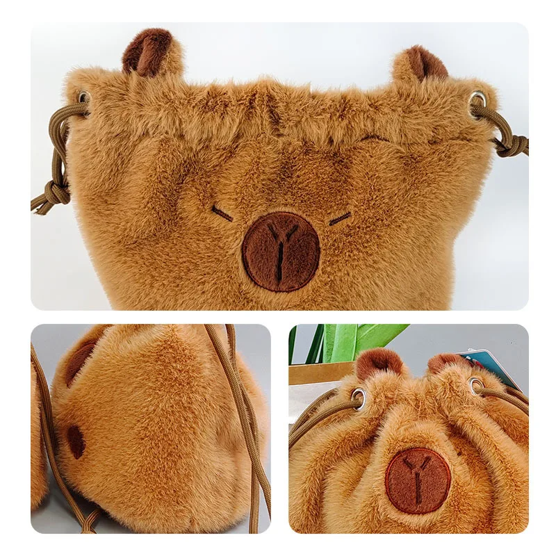Capybara bag Plush hand bag with string soft custom Capibara King Plush cross body Cute cartoon soft water hog sling bag