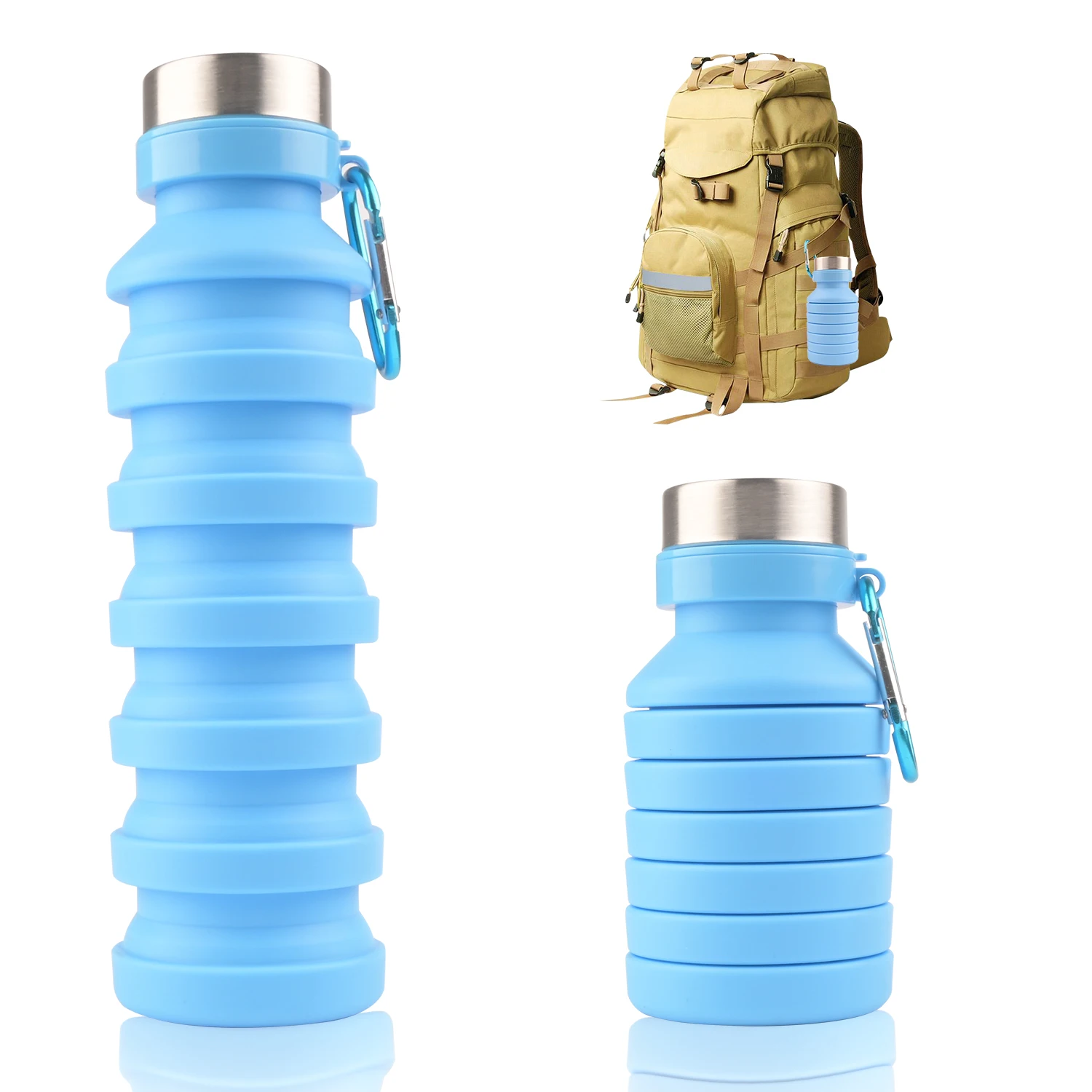 Silicone water bottle large capacity  traveling telescopic silicone collapsible sports water bottle