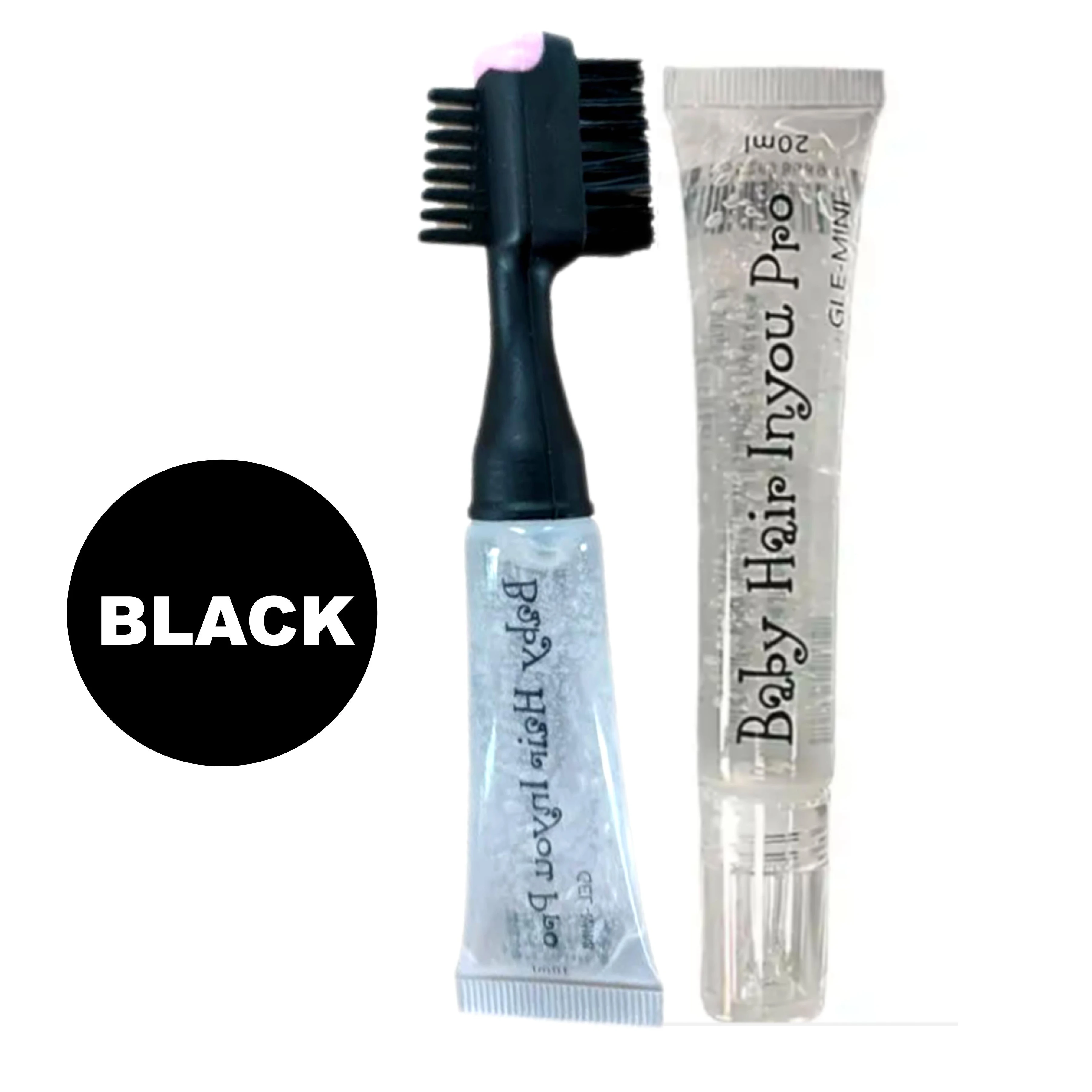 Squeeze Tube Black or Pink Color Logo Customized Quick Edge Control Gel 10ml 20 ml Hair Styling Baby Hair Gel with Brush