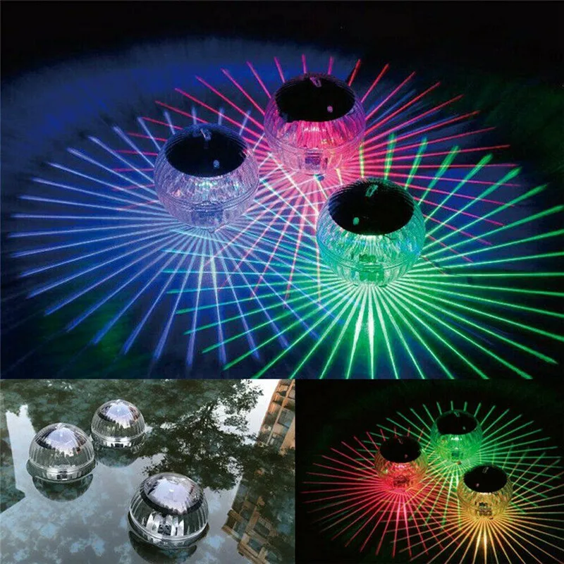 LED RGB Swimming Pool Light Waterproof Submersible Solar Power Floating Lamp