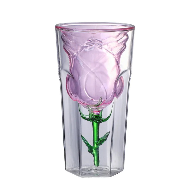 Top Sale Creative Colorful Rose-shaped Vintage Champagne star Electroplated Wine Glass