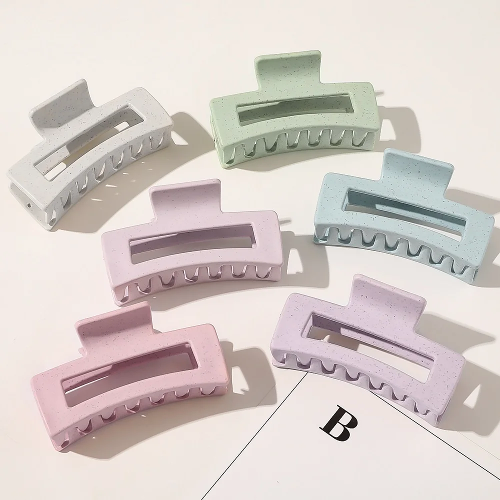 2022 New Candy Color Rectangle Hollow Claw Hairpin Women Simple Claw Clip for Hair Girls Hair Accessories Vintage Hair Clips