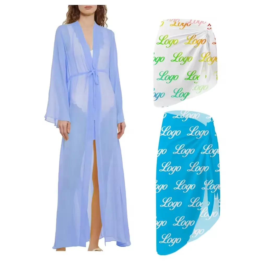 Huilin 2024 Factory Custom Logo Pattern Printed Beach Sarong Pareo Shorts Cover Up Swimwear Beachwear For Women Men