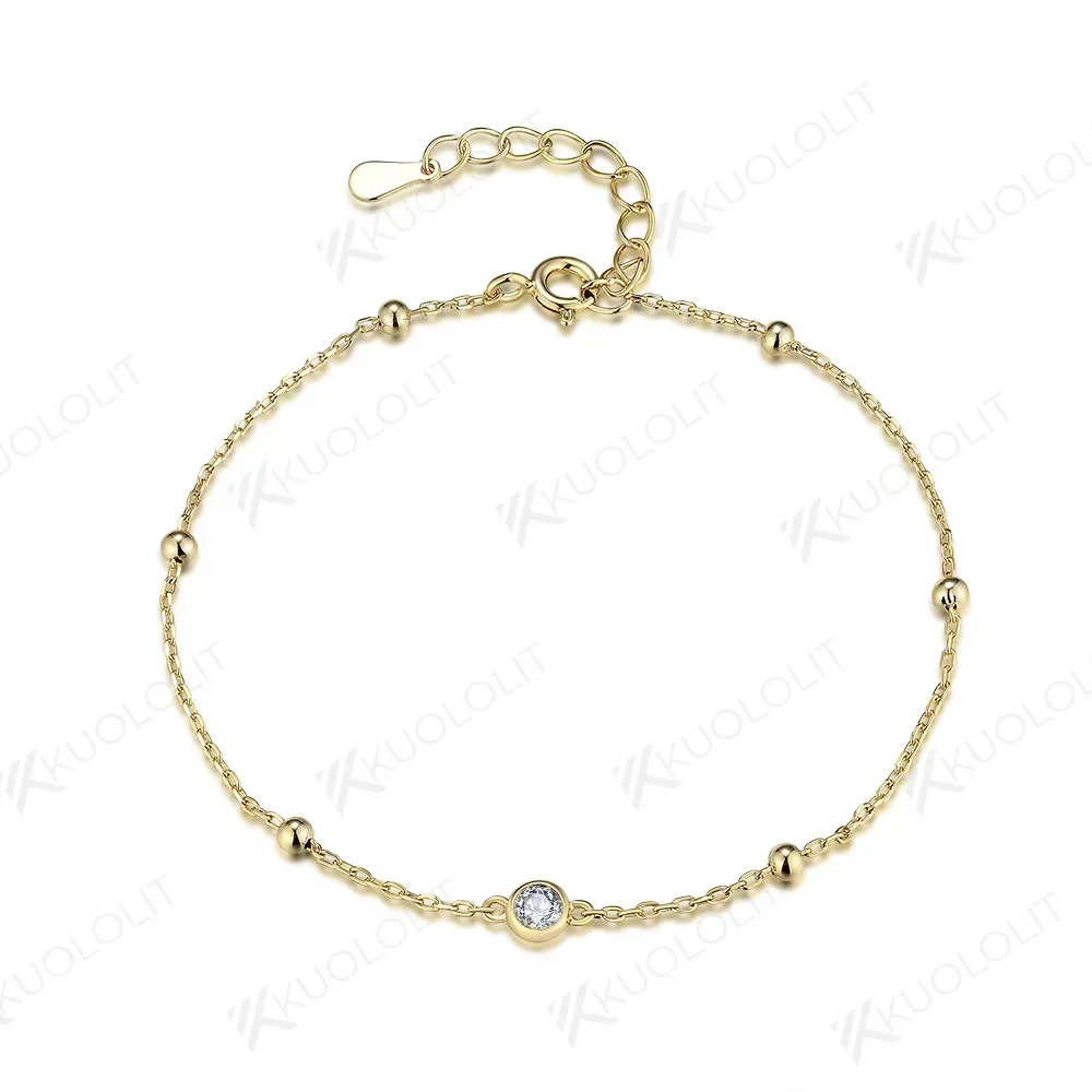 Kuololit Lab Grown Diamonds Bracelets for Women Men 18K 14K Solid Gold 925 Silver for Engagement Party Trendy Christmas Gifts