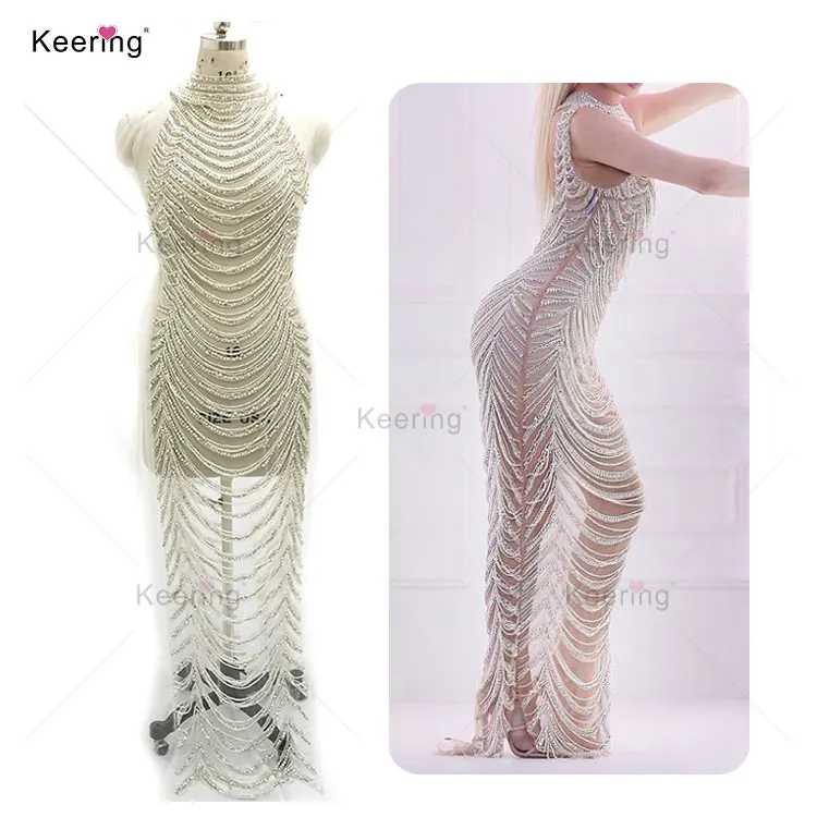 Ручной работы высокого класса Bling полный корпус роскошный 3d лиф Аппликация из страз с Круглое ожерелье WDP-052