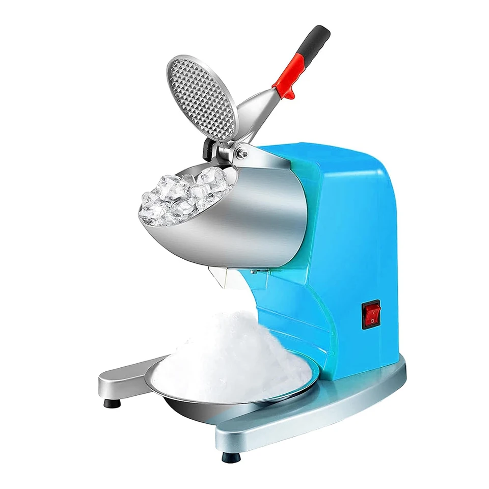 HD109G  Stainless Steel Electric Ice Crusher with 2 Blades, Snow Cone Machine Including Cover and Bowl, Blue