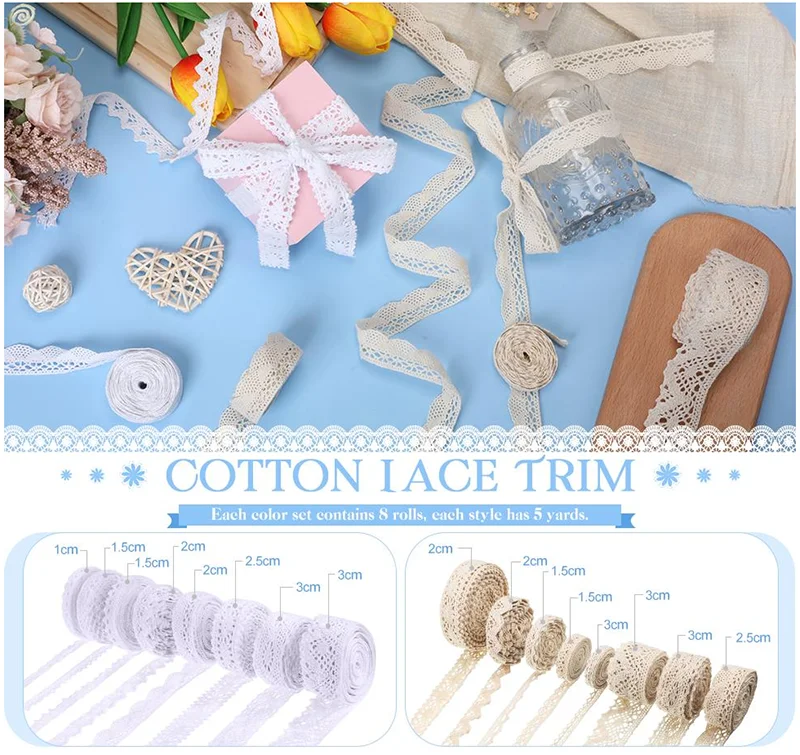 Cotton Embroidered Lace Net Ribbons Fabric Trim DIY Decorate Sewing Handmade Craft Material