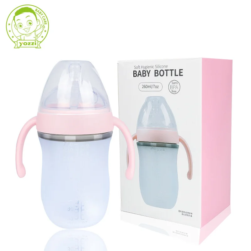 Ready To Ship Colic Free Anti-colic 260ml 8 Oz Flow Fast Flushing Silicone Baby Feeding Milk Bottle For Babies