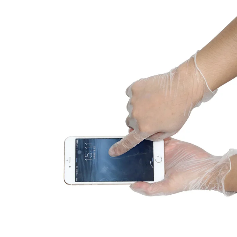 
Wholesale custom trendy blue stretch vinyl gloves pvc ambidextrous white vinyl glove 