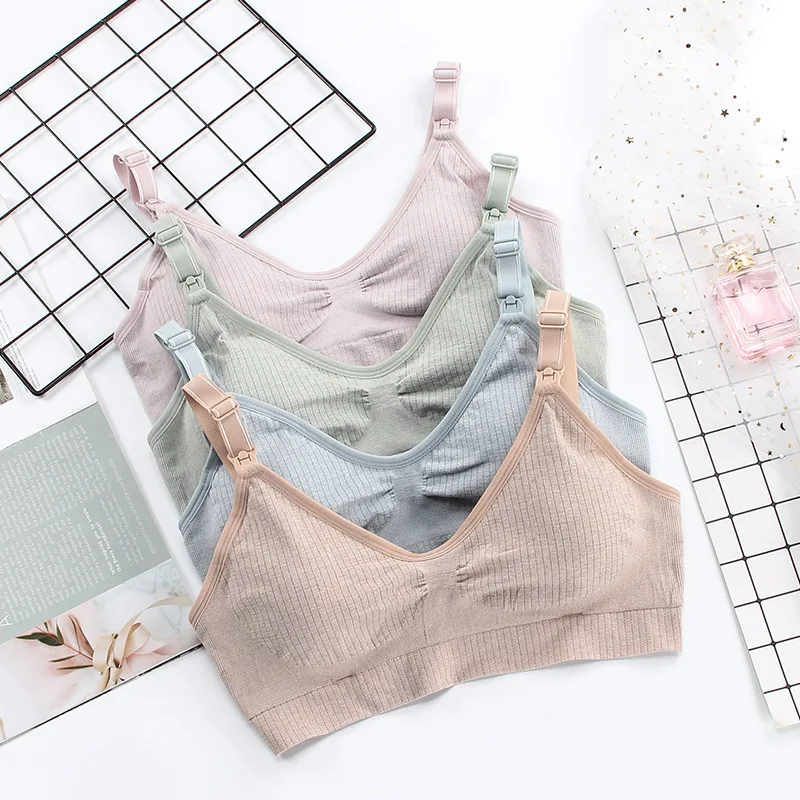 Postpartum Pregnant Mommy Front Opening Buckle Large Size Nursing Bra Seamless Breastfeeding Bra