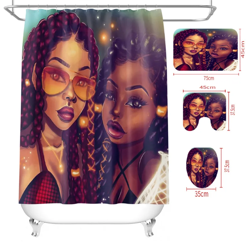 Волшебная занавеска для душа i @ home для черной девушки, ткань с цифровым принтом на заказ, полиэстер 180 см x 180 см