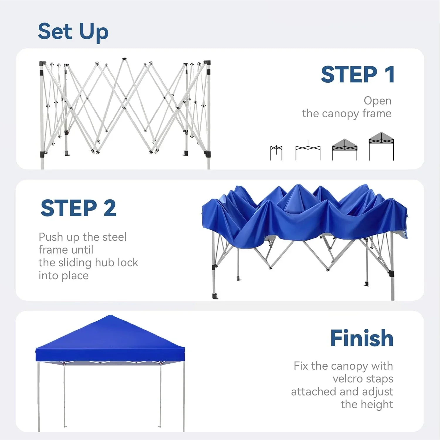 10x10FT 3x3m Portable Gazebo Shelter Blue Durable Fabric Pop Canopy Tent Waterproof Marquee Tent Outdoor Multiple Use Trade