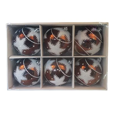 Shatterproof 8cm shiny coffee Christmas plastic painted ball christmas tree hanging decoration ball