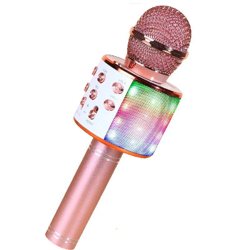 WS858L Mobile Phone Microphone Wireless Bluetooth with Light K Song Mobile Phone Microphone Bluetooth Audio K Song Bao
