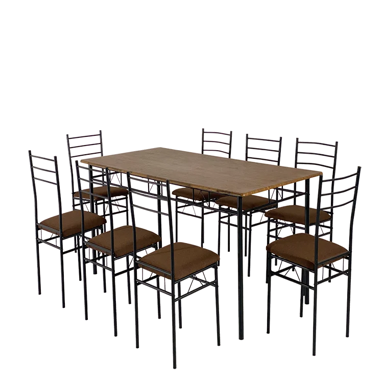 Simple  dining room table set with 1 table and 8 cushion chairs DS-211