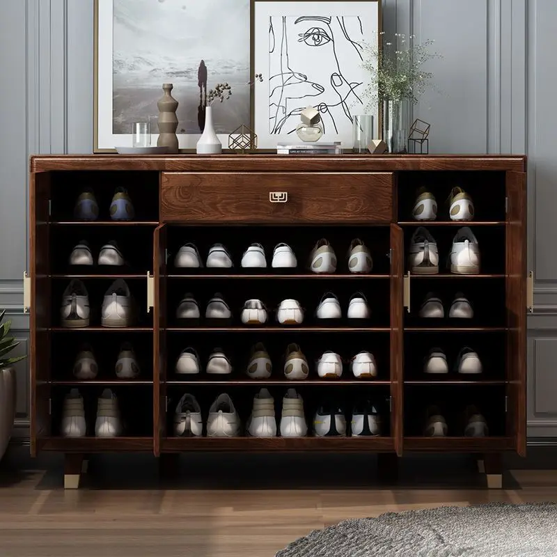 high quality modern solid wood shoes cabinet living room furniture shoe cupboard with shoe bench