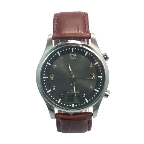 Men radio controlled waterproof wristwatches digital solar power male size sport chronograph watch gift set
