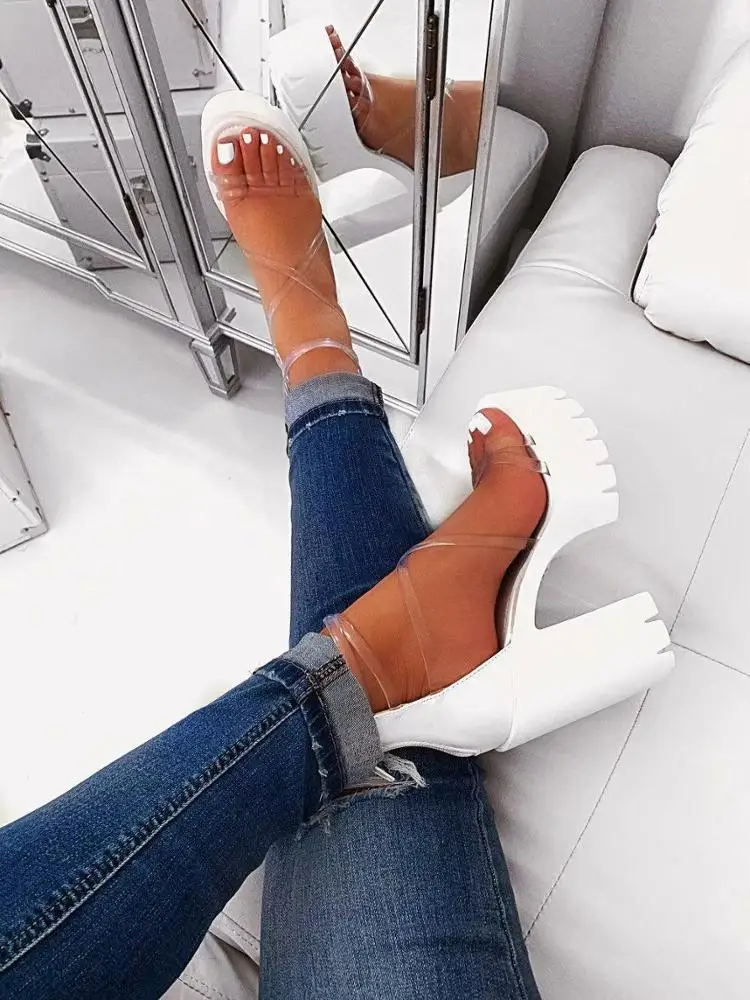 2022 Dropshipping Hot sale fashion summer chunky platform high-heel cheap shoes sandals for women